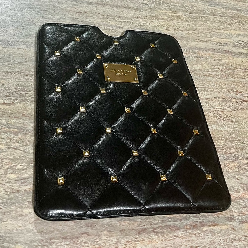 Michael Kors quilted tablet cover with gold color studs